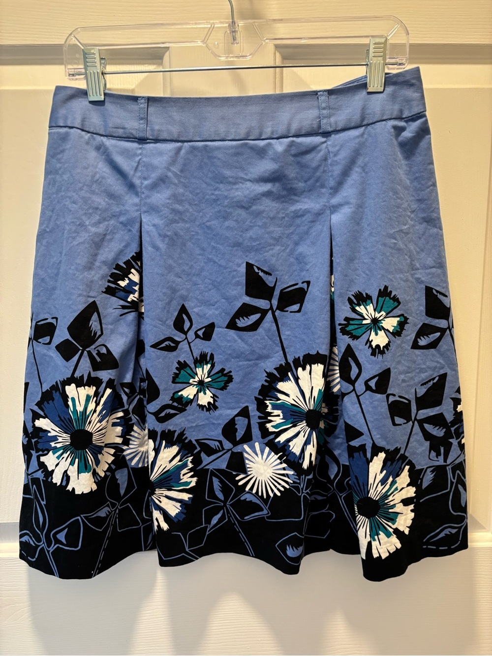 Apt. 9 Blue Floral A-Line Skirt with Teal Accents